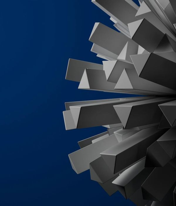 Abstract metallic geometric shapes representing stability and strength